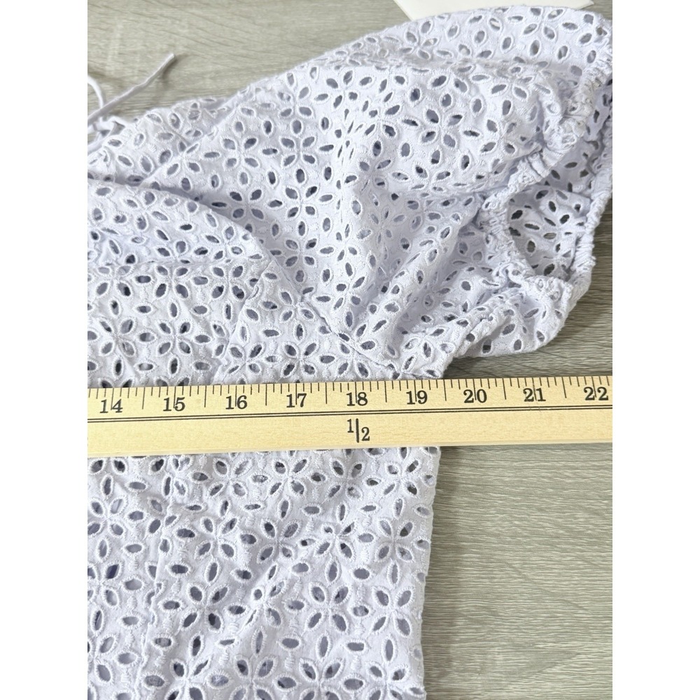 J.Crew NWT V-Back Puff Sleeve Eyelet Top Lavender Cottagecore Romantic Size 8 - Picture 13 of 13